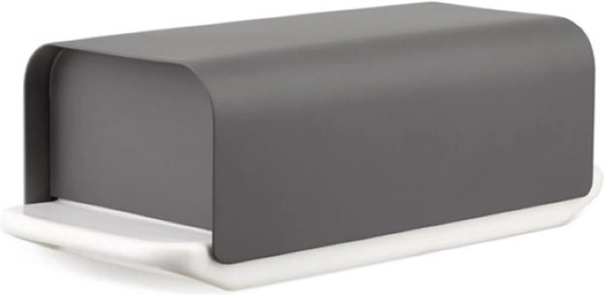 Alessi BG04 DG Mattina botervloot 21 x 9,5 cm porselein/rvs donkergrijs Alessi BG04 DG Mattina Botervloot 21 X 9,5 Cm Porselein/rvs Donkergrijs -Goedkope Alessi winkel boter 1