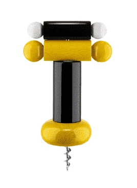 Alessi Twergi ES17 1 kurkentrekker hout geel Alessi Twergi ES17 1 Kurkentrekker Hout Geel -Goedkope Alessi winkel kurkentrekker zwart